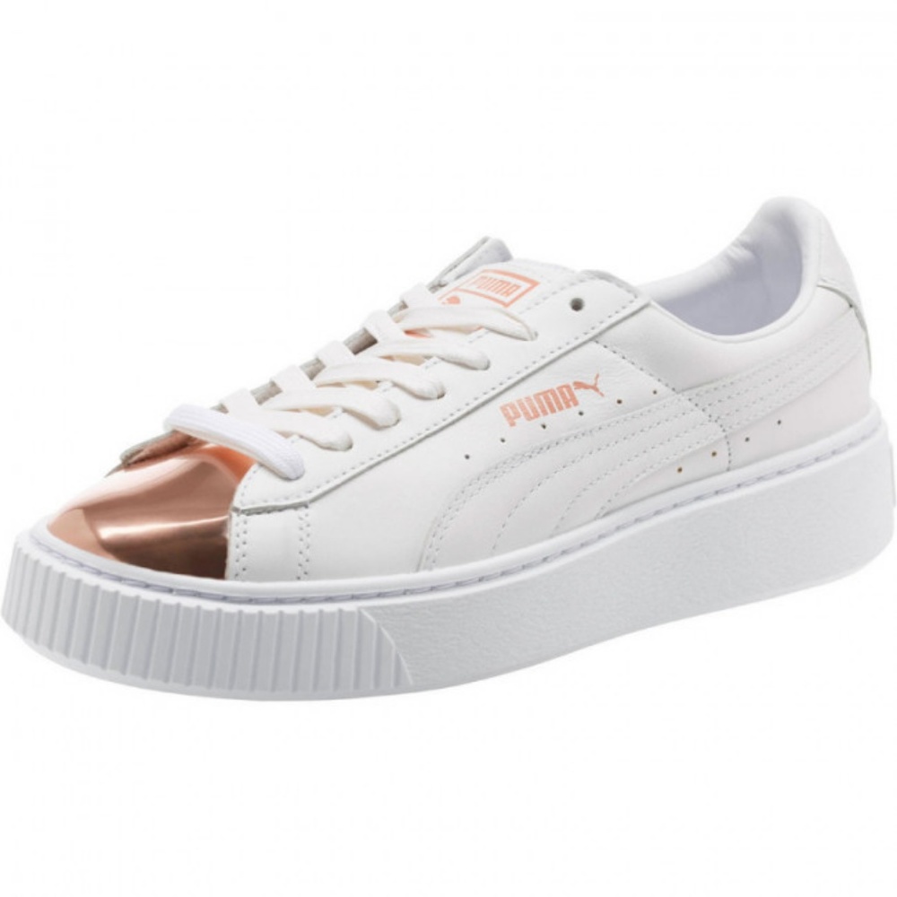 Puma White Lace Up Platform Sneakers Size 8.5